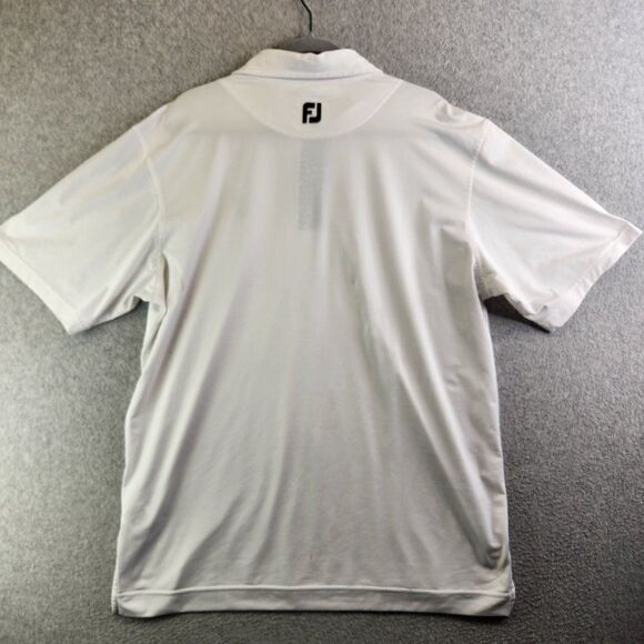 Footjoy Shirt Mens Large White Floral Trim Golf Polo Performance Clock Tower - Picture 15 of 16